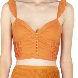 Orange Ruffled Strap Crop Top